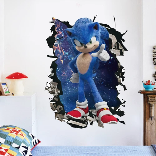 Sonic Wall Stickers Childrens Room Graffiti Decoration Christmas 3D Wall Sticker - Picture 13 of 28