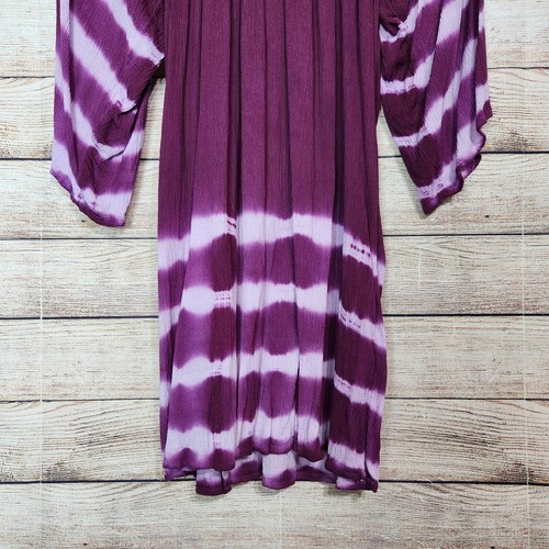 Soft Surroundings Women's Faded Crinkle Top Tunic Tie Dye Cold Shoulder M Purple - Picture 3 of 16