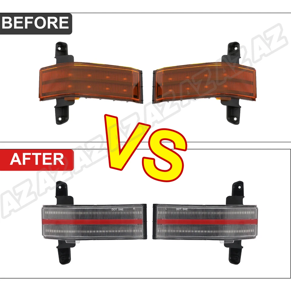 For 14-18 Chevy Silverado Sierra 1500 2500 3500HD Amber Side Mirror Lamp Dynamic — 第 4/4 张图片