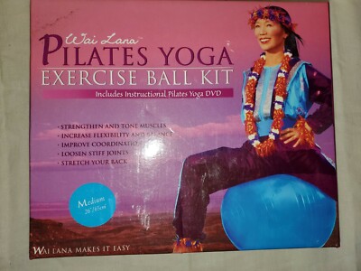 Wai Lana Pilates Yoga Exercise Ball Kit  Blue (Medium  for 5'6''-6'0'') with DVD
