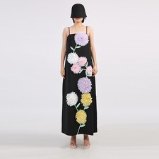 French Women's Long Dress 2026 Spring Flower Sleeveless Slim Fit Camisole Dress