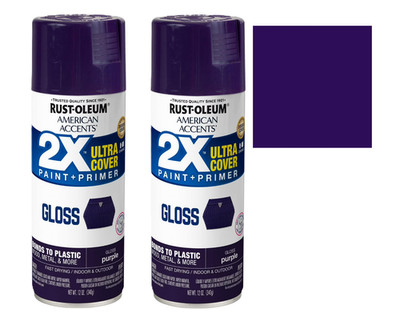 Rust-Oleum American Accents 2X Ultra Cover Gloss Purple Spray paint PACK OF 2