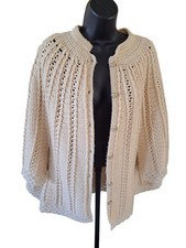 Handmade Cream Crochet Cape With Button Closure Beautiful Cottagecore RARE OS