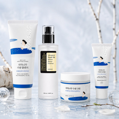 K-Beauty Glass Skin Set Snail Mucin Niacinamide SPF50+ Feuchtigkeitspflege 4-tlg