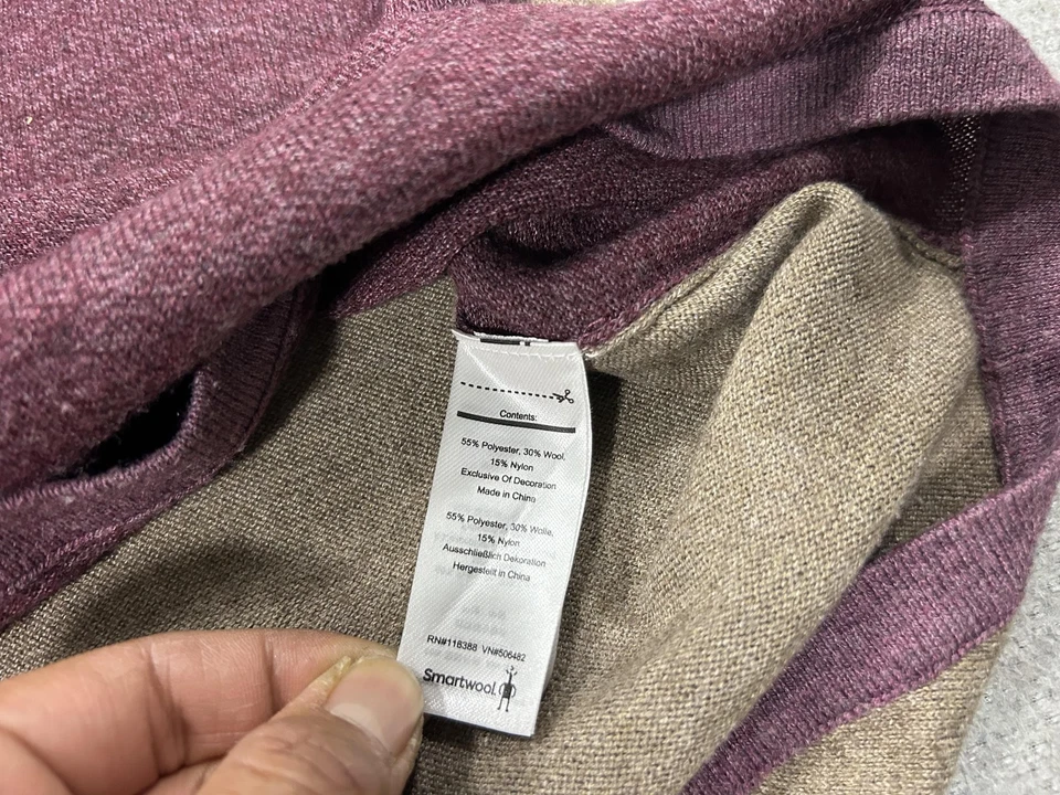 Suéter Smartwool para mujer mediano púrpura mezcla de lana manga larga capa base exterior Foto 4 de 4