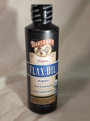 ORGANIC Barlean's Organic Flaxseed Oil 12oz Lignan Cold Press Omega-3 ALA Flax 
