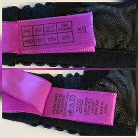 L' Agent By Agent Provocateur Bra 32-DD Magenta Leola UW Semi-sheer Lace EUC