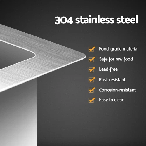 Cefito Kitchen Sink 60X45CM Stainless Steel Basin Single Bowl Silver - Picture 5 of 8