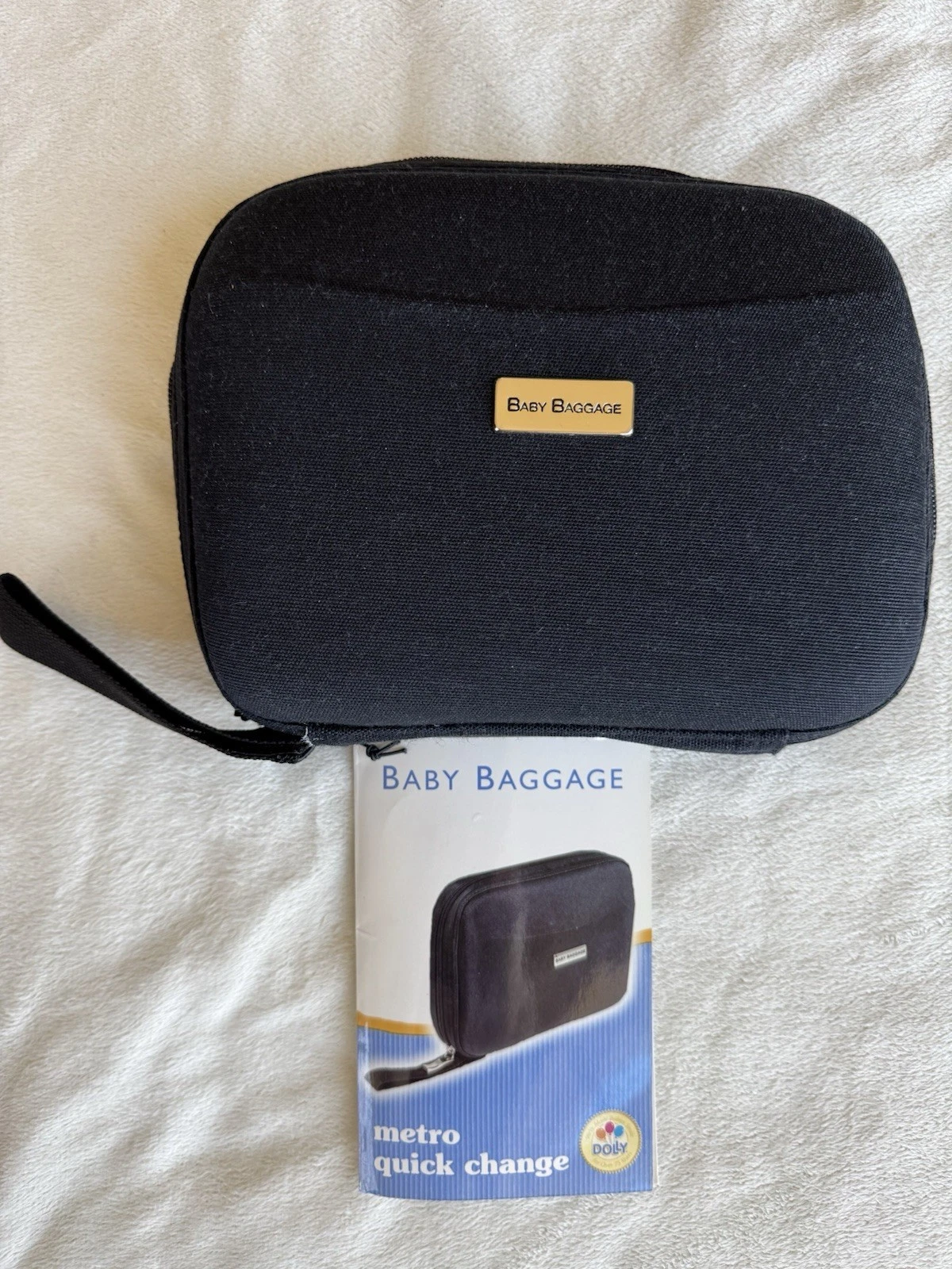 NEW Baby Baggage Metro Quick Change Diaper Changing Kit, Black, with Wipes Case