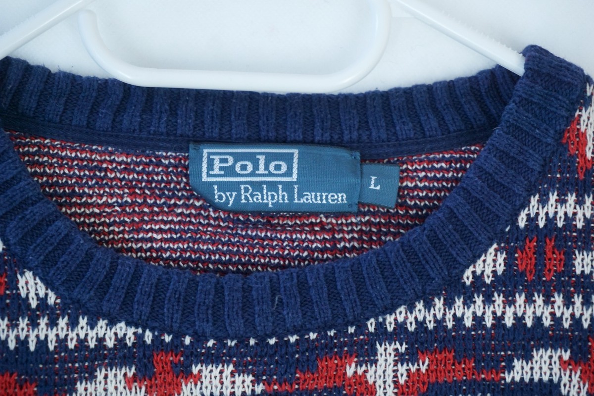 Vintage Polo Ralph Lauren Aztec Eagle Cotton & Linen Knit Sweater