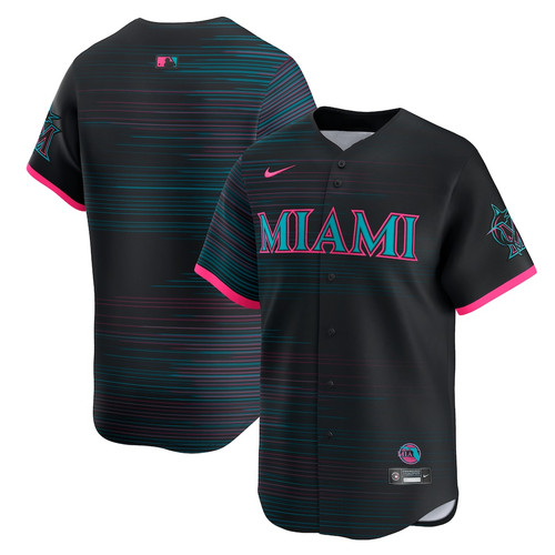 RESTOCK! Men's Miami Marlins Black 2025 City Connect Limited Jersey All Size