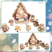 ❄️🎄VINTAGE 11pc Miniature Resin Nativity Set (1997 GIFTCO INC)