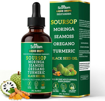 Soursop Bitters Liquid Drops 10-In-1 with Sea Moss, Turmeric, Moringa, Black See