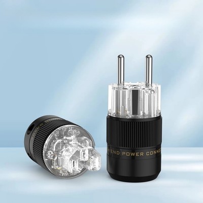 Silver / Rhodium Plated EU Schuko Adapter Power Connector for HIFI Power Cable