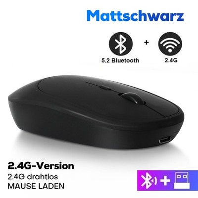 Kabellose Maus Bluetooth & Funk Silent Click LED Aufladbar PC Laptop Mac Tablet