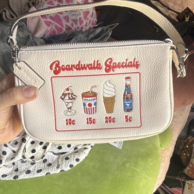 Coach Boardwalk Specials Shoulder Bag White Applique Silver Hardware Women's