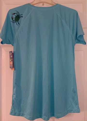 NWT Jimmy And Sook Blue Rash Guard Size Medium Crab Design UPF 50+ Protection  - Picture 2 of 8