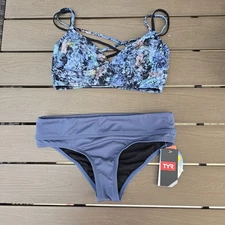 TYR Womens Botanic Floral Brooke Bralet W/solid Grey Riva Bikini Sz S NEW Sample