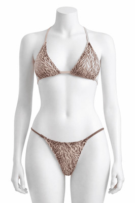 Damen Transparent Tiger Print Bralette & Tanga Set Sexy Animal Print Dessous