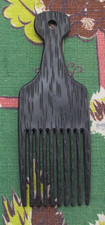 Vintage 1960's black faux wood plastic Hair Pick/comb