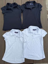 Lot of 4 GIRLS PERFORMANCE POLO SHIRTS IZOD blue white School Uniforms 7-8