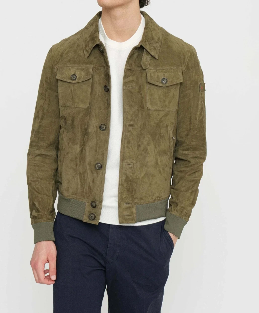 Mens Brown Vintage Suede Leather Jacket Slim Fit Bomber Biker Trucker Jacket 2XL