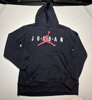 Nike Red Air Jordan Jumpman Logo Youth Size M Black Hoodie Sweatshirt Pullover 