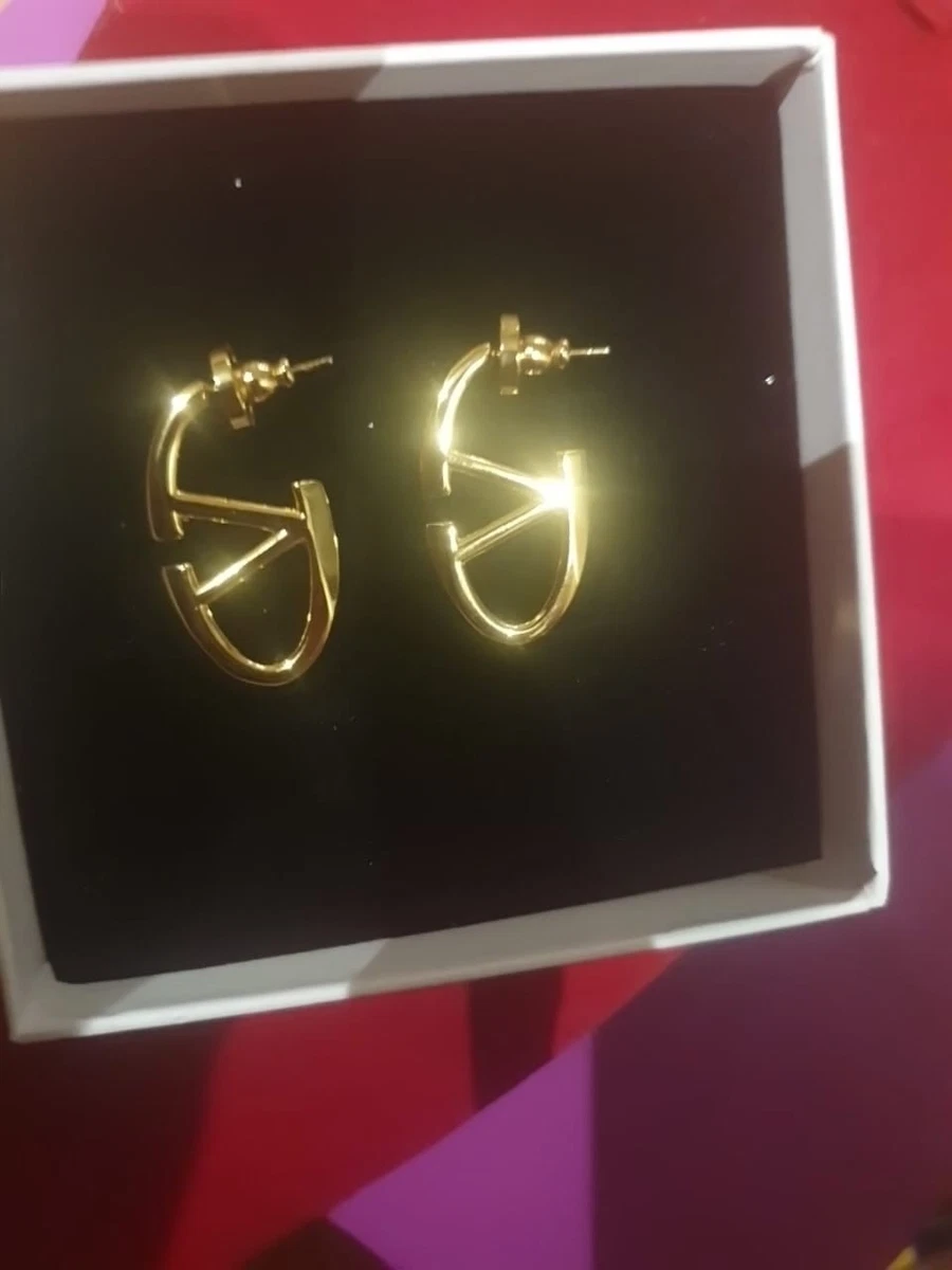 Boucles D'Oreilles Valentino Clips - Grand Modèle 6,6 Cm - Métal Et Verre Noir - Occasion