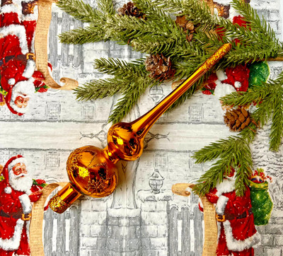 Classic Orange Gold Christmas Topper   22cm Handcrafted Holiday Keepsake