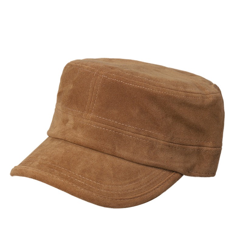 VINTAGE Tan Suede Cap Jockey Hippie Women Vintage Faux Suede Flat Top Cap Outdoor Casual  main image 4