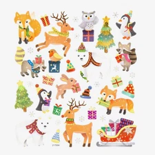 Holiday Xmas Woodland Foil Animal Stickers Papercraft Planner Supply  Crafts