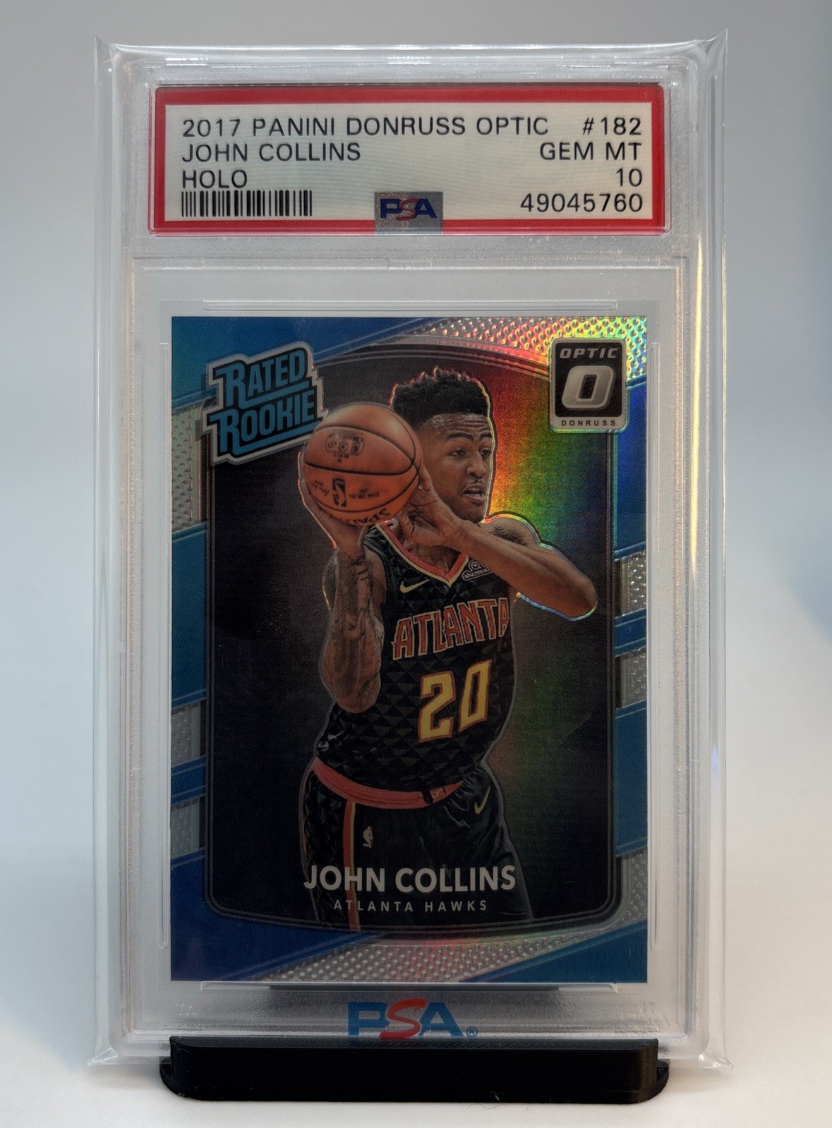 2017-18 Donruss Optic John Collins Clippers Holo Rookie RC #182 PSA 10