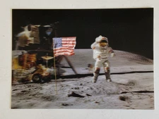 Vtg 3D Space Postcard ASTRONAUT JOHN YOUNG JUMPING ON THE MOON