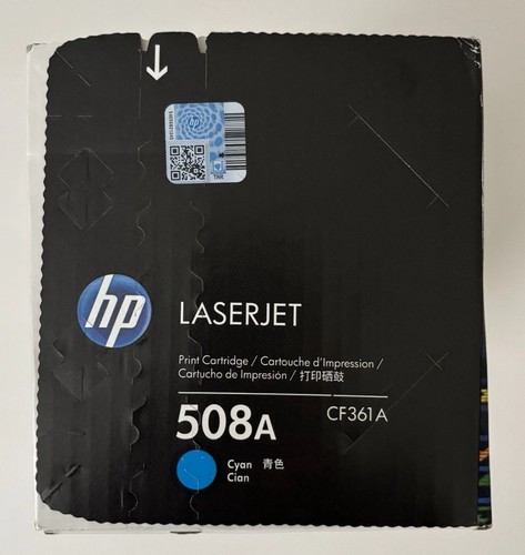 Cartouche de toner cyan LaserJet d'origine OEM HP 508A CF361A - NEUVE BOÎTE SCELLÉE - Photo 2/2