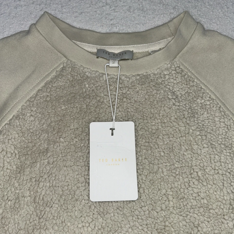 Sudadera polar de piel sintética Sadieee Borg TED BAKER, NUEVA CON ETIQUETAS cuello redondo, talla 2, $150 Foto 3 de 4