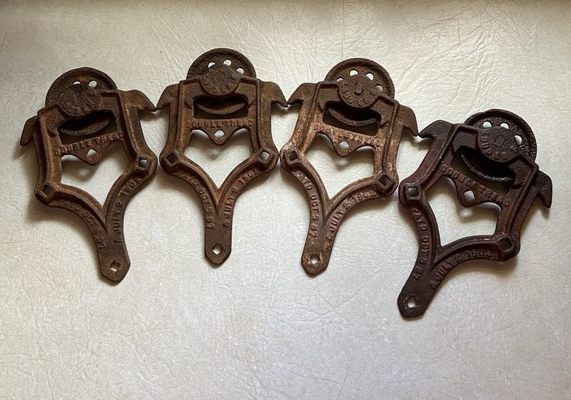Antique Vintage Lauden’s 1902 Double Tread Barn Track Rollers Lot Of 4