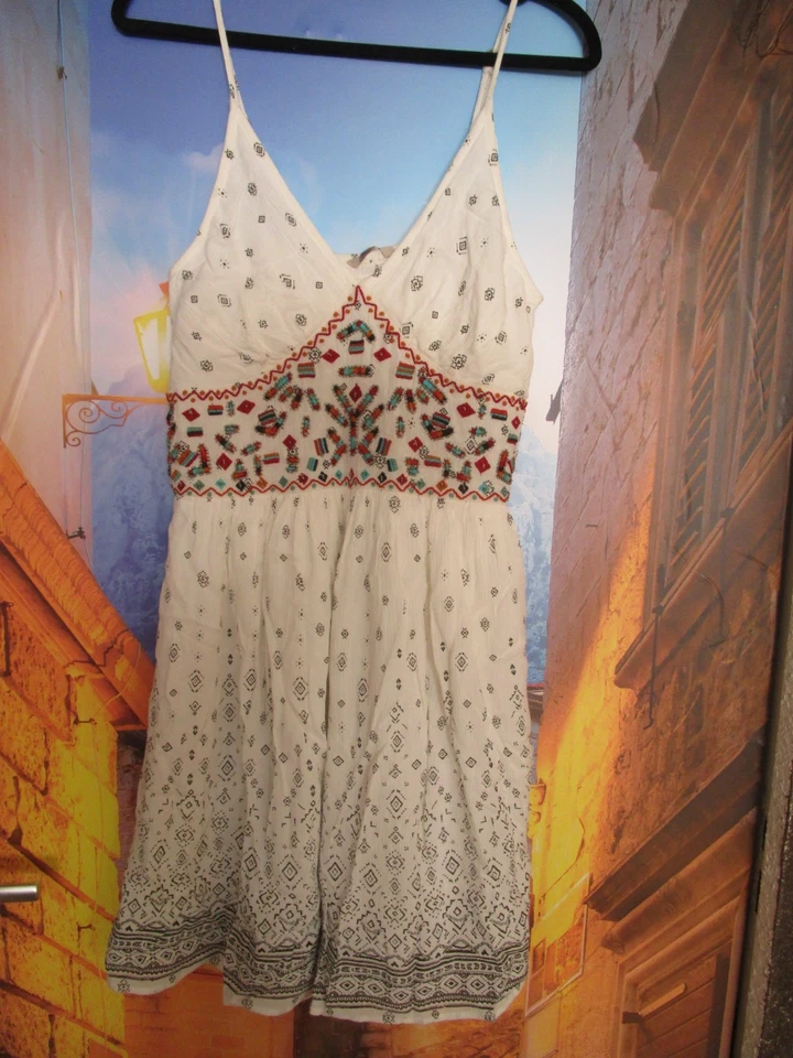 Damen Kleid Boho Ethno mit Stickerei Gr. 40 Neu mit Etikett - Bild 2 von 3