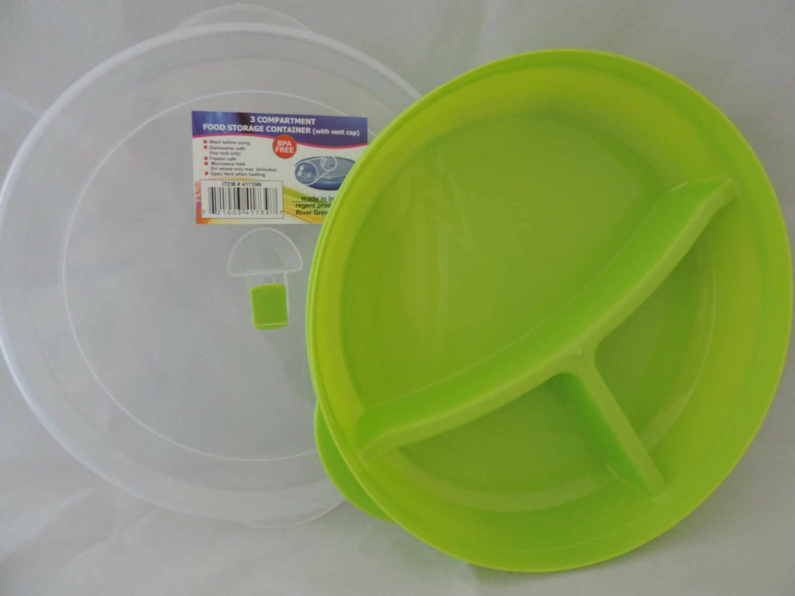 4 Microwave Divided Plates w/Vented Lids Food Storage Containers Cover