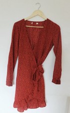 NASTY GAL, Spotty Red and Black Wrap Dress, Size M