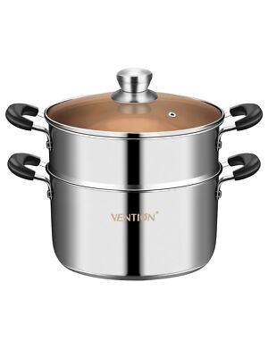 Small Vegetable Steamer 7.9 Inch Stainless Steel Steamer for Cooking 3 QT Ind...