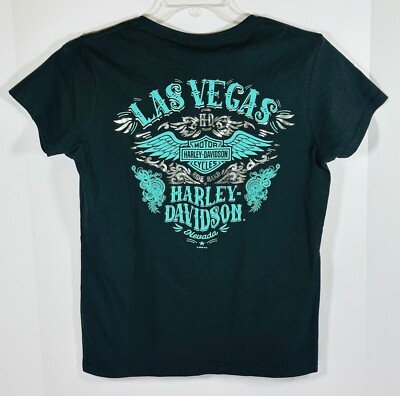 Harley Davidson Las Vegas Embellish Womens T-Shirt Black Medium - New with Tag