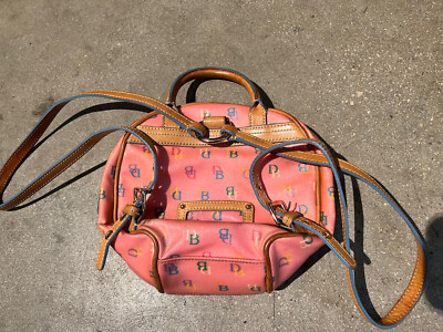 Dooney & Bourke Handbag Purse Vintage Pink Keychain Backpack Stain