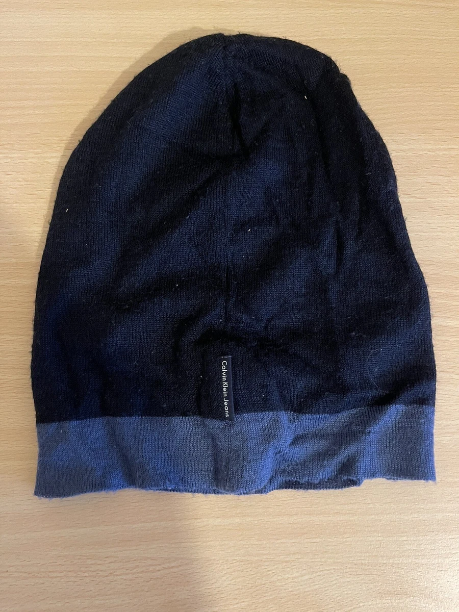 Calvin Klein Jeans Beanie Hat Mens Navy Knitted Designer One Size