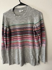 GAP WOOL BLEND SWEATER DRESS GRAY STRIPES MULTICOLOR SIZE M