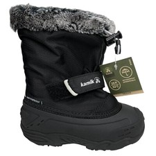 Kamik Toddler Boy Girls Waterproof Snow Boots Size 9 Black Vegan Winter Shoes