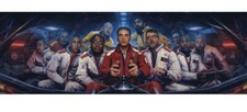 Póster de lógica increíble álbum de historia real trajes espaciales música rap lógica 36x12