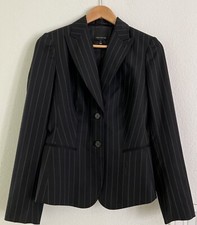 The Limited Pinstripe Black/Gray Blazer Two Button Suit Jacket Office Womens 2