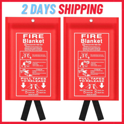 SupplyAID 2 Pack Emergency Fire Blanket For Camping And Safety Supplies, White, RRS-FSB