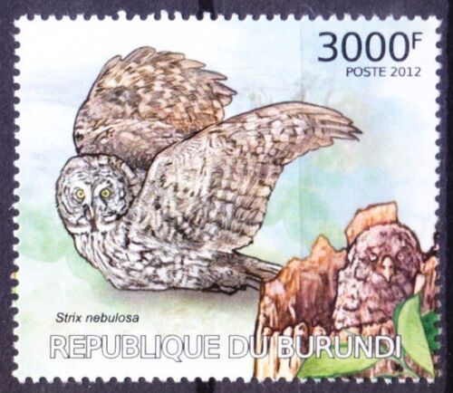 Great Grey Owl, Birds of Prey, Burundi 2012 MNH