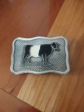 Vintage Black And White Metal Belt Buckle